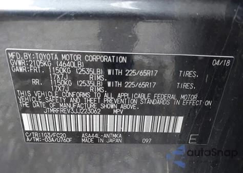 2018 Toyota Rav4 Xle from USA, damaged, VIN JTMRFREV3JJ223062